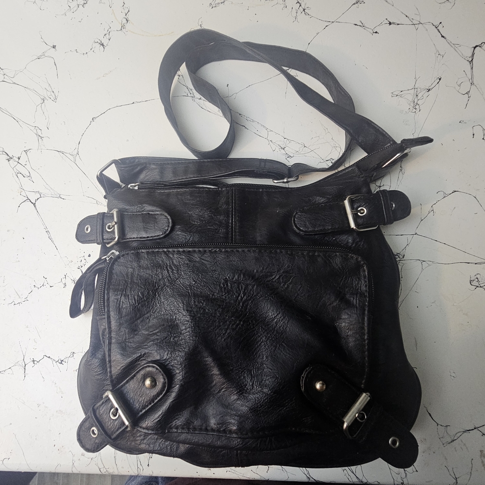 Cato Black Leather Crossbody Bag